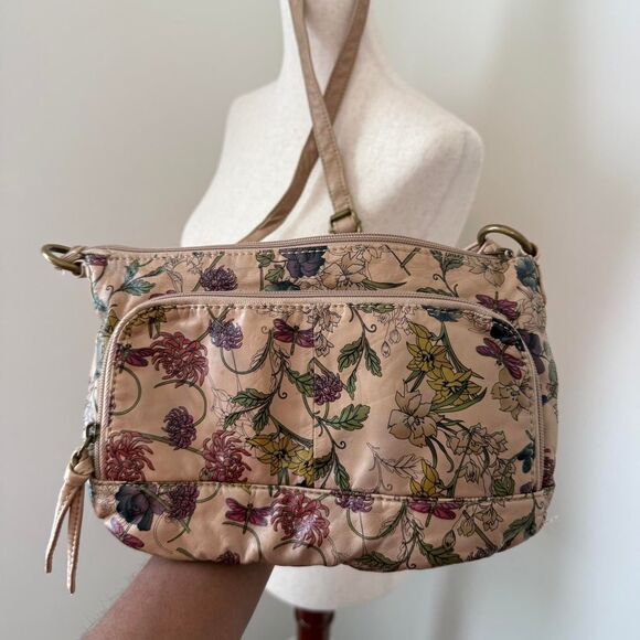Floral Crossbody Bag Beige Botanical Print Y2K Coquette Cottagecore Purse - Picture 3 of 8